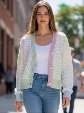 Multicolor Button-Up Women's Sweater NWOT
